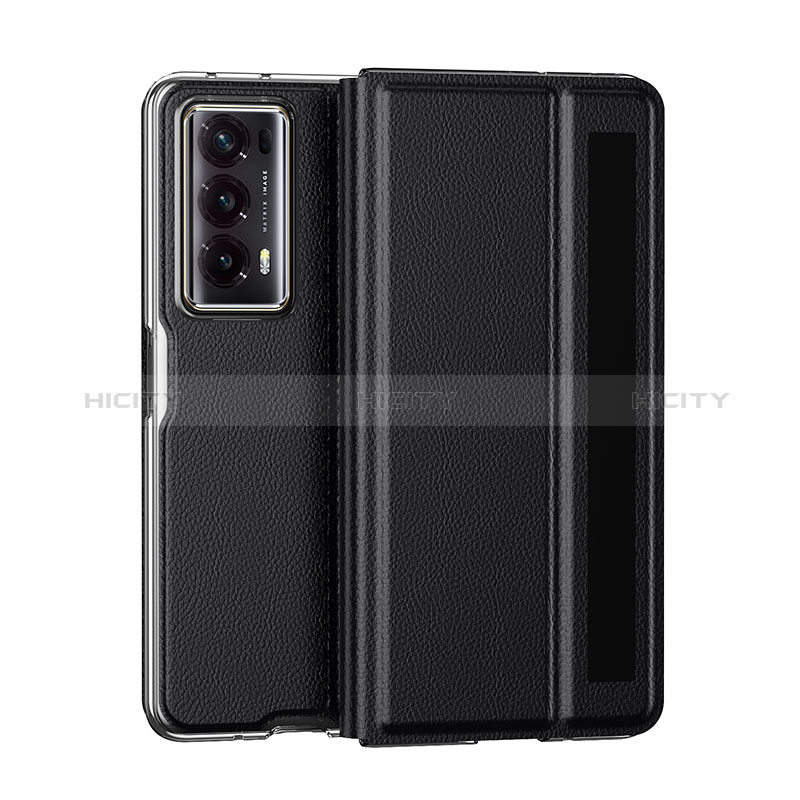 Funda Bumper Lujo Cuero y Plastico Mate Carcasa GS6 para Huawei Honor Magic V2 5G Negro