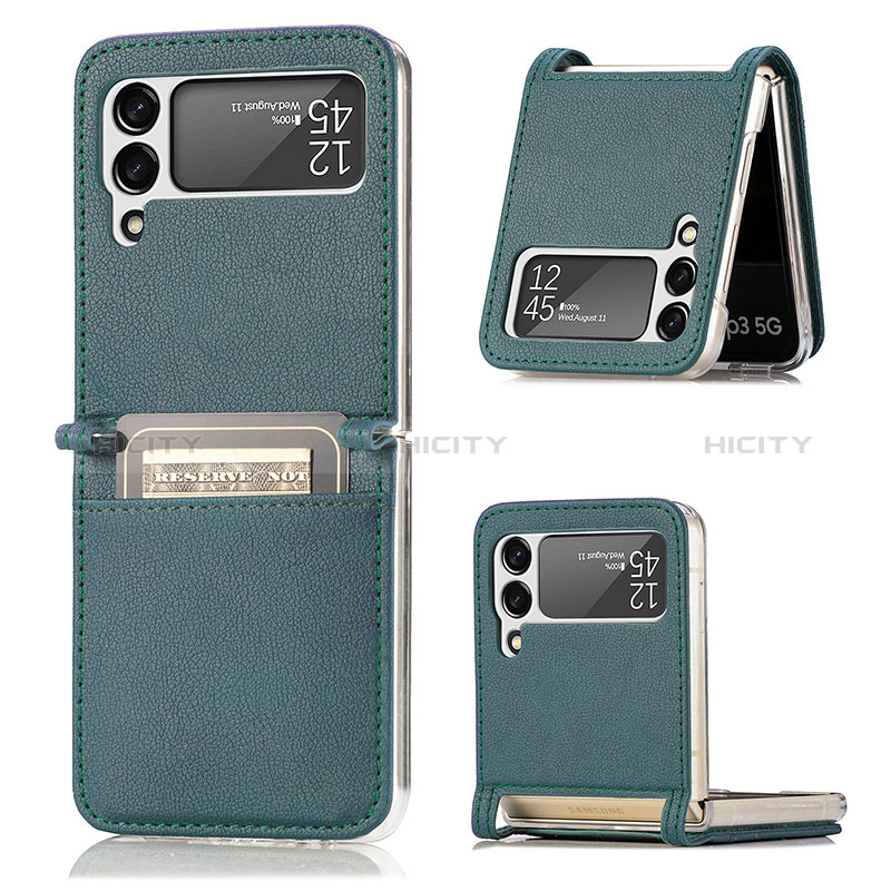 Funda Bumper Lujo Cuero y Plastico Mate Carcasa H01 para Samsung Galaxy Z Flip3 5G