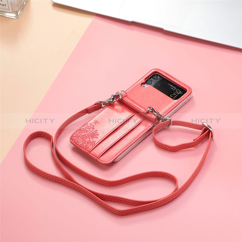 Funda Bumper Lujo Cuero y Plastico Mate Carcasa H05 para Samsung Galaxy Z Flip3 5G