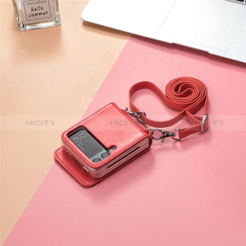 Funda Bumper Lujo Cuero y Plastico Mate Carcasa H05 para Samsung Galaxy Z Flip3 5G