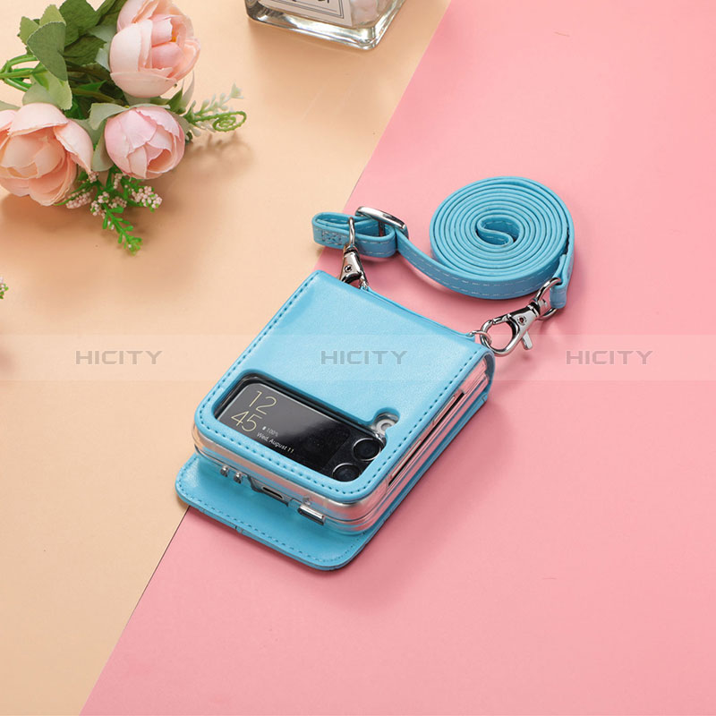 Funda Bumper Lujo Cuero y Plastico Mate Carcasa H05 para Samsung Galaxy Z Flip3 5G