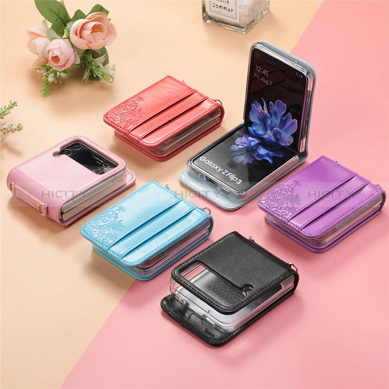 Funda Bumper Lujo Cuero y Plastico Mate Carcasa H05 para Samsung Galaxy Z Flip3 5G