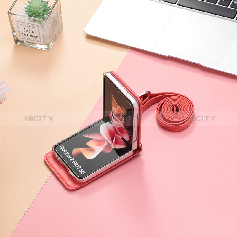 Funda Bumper Lujo Cuero y Plastico Mate Carcasa H05 para Samsung Galaxy Z Flip3 5G