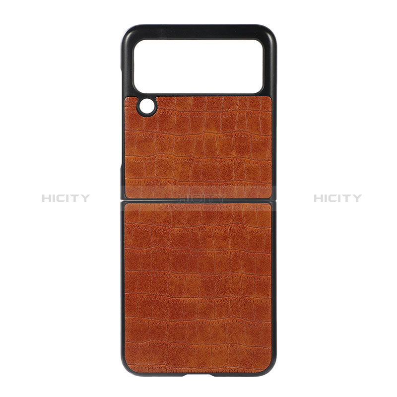 Funda Bumper Lujo Cuero y Plastico Mate Carcasa H06 para Samsung Galaxy Z Flip3 5G