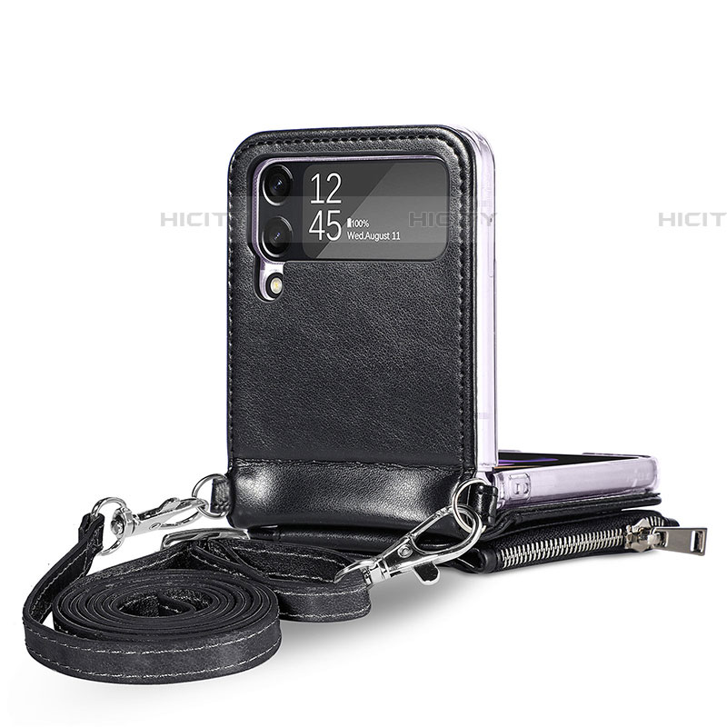 Funda Bumper Lujo Cuero y Plastico Mate Carcasa H06 para Samsung Galaxy Z Flip4 5G