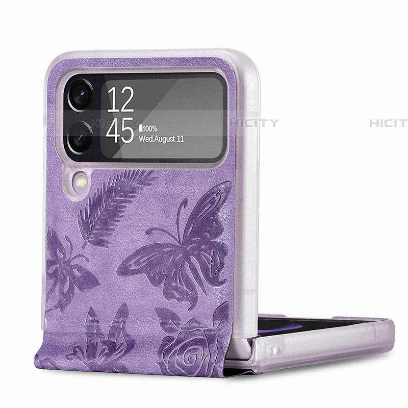 Funda Bumper Lujo Cuero y Plastico Mate Carcasa H07 para Samsung Galaxy Z Flip4 5G