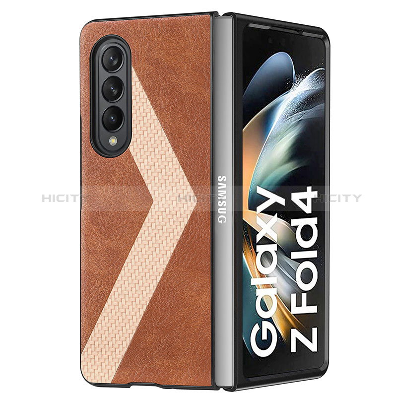 Funda Bumper Lujo Cuero y Plastico Mate Carcasa H07 para Samsung Galaxy Z Fold3 5G