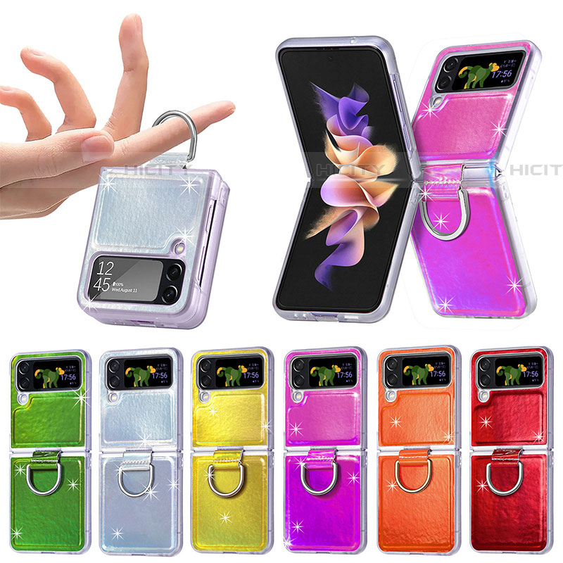 Funda Bumper Lujo Cuero y Plastico Mate Carcasa H08 para Samsung Galaxy Z Flip4 5G