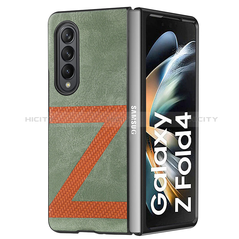 Funda Bumper Lujo Cuero y Plastico Mate Carcasa H08 para Samsung Galaxy Z Fold3 5G