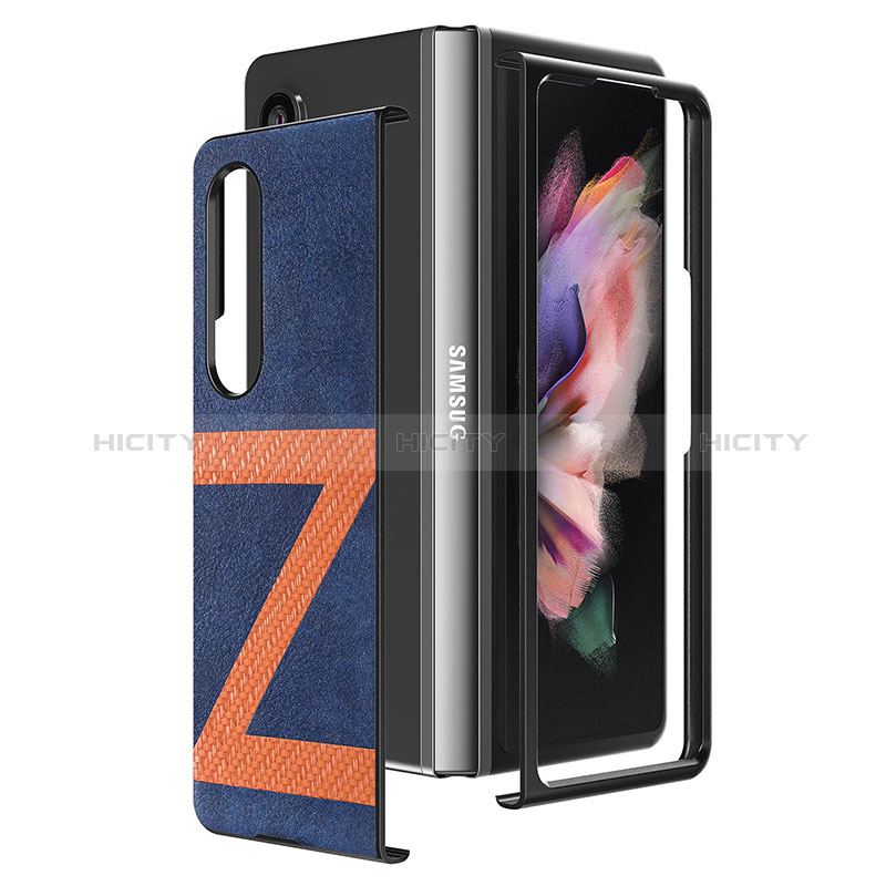 Funda Bumper Lujo Cuero y Plastico Mate Carcasa H08 para Samsung Galaxy Z Fold3 5G