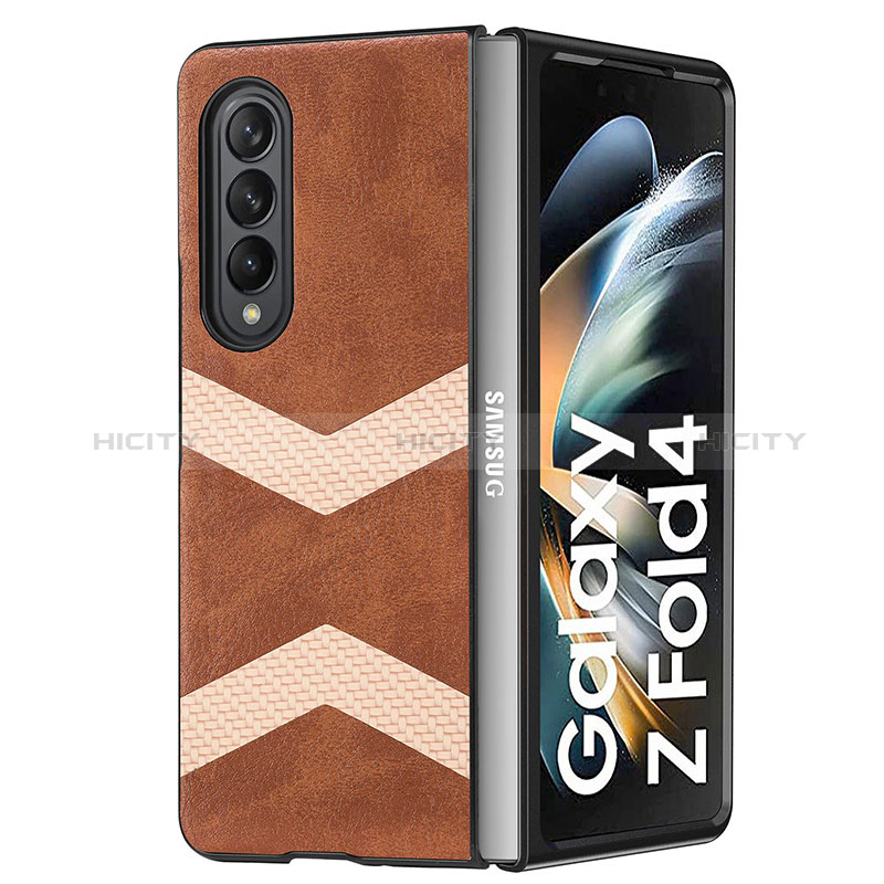 Funda Bumper Lujo Cuero y Plastico Mate Carcasa H09 para Samsung Galaxy Z Fold3 5G