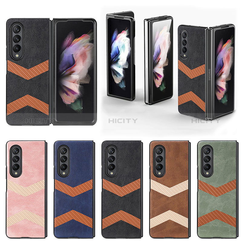 Funda Bumper Lujo Cuero y Plastico Mate Carcasa H09 para Samsung Galaxy Z Fold3 5G