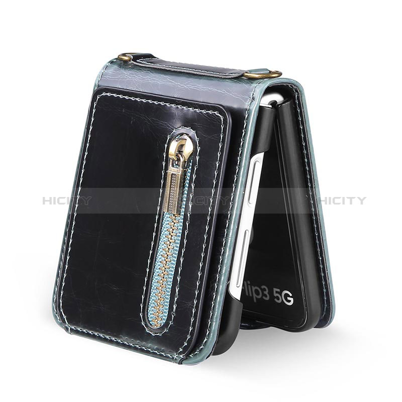 Funda Bumper Lujo Cuero y Plastico Mate Carcasa JD3 para Samsung Galaxy Z Flip3 5G