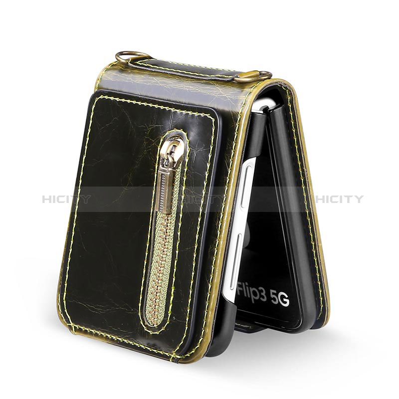 Funda Bumper Lujo Cuero y Plastico Mate Carcasa JD3 para Samsung Galaxy Z Flip3 5G