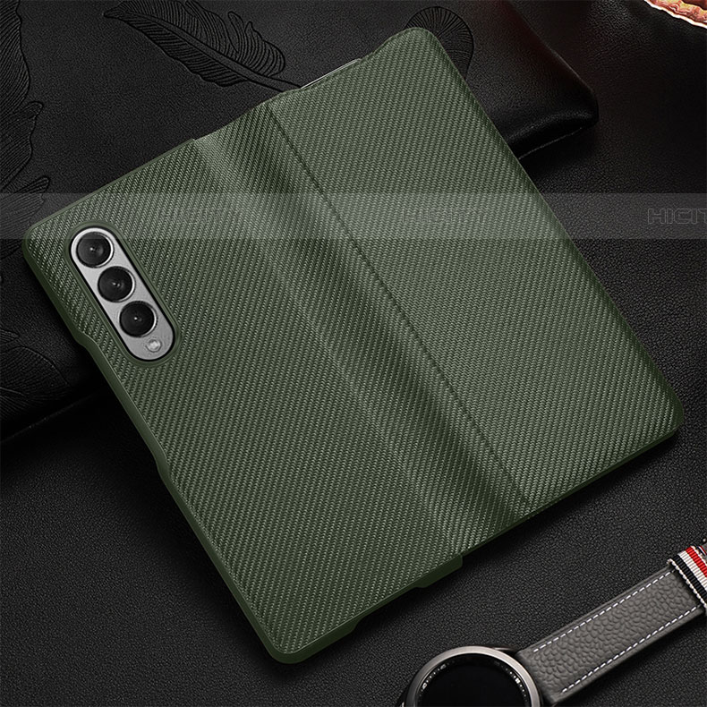 Funda Bumper Lujo Cuero y Plastico Mate Carcasa L01 para Samsung Galaxy Z Fold4 5G Menta Verde