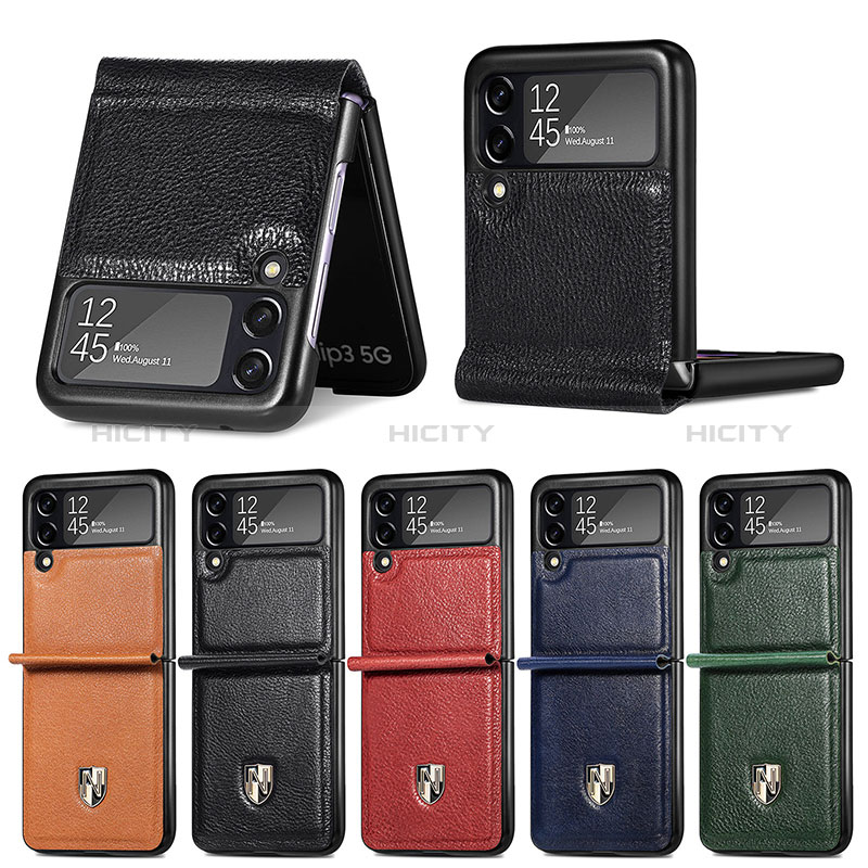 Funda Bumper Lujo Cuero y Plastico Mate Carcasa L07 para Samsung Galaxy Z Flip3 5G