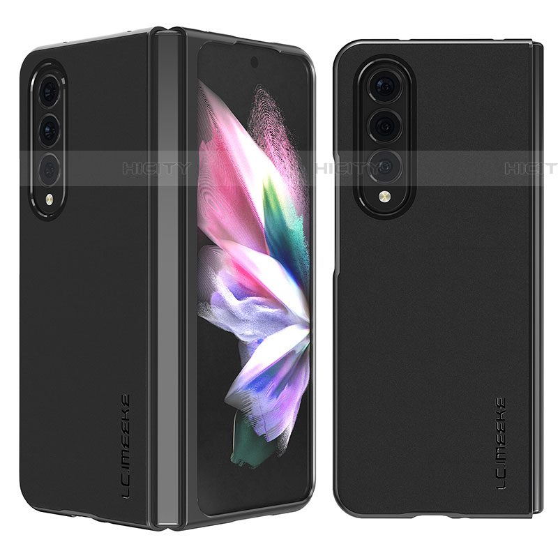 Funda Bumper Lujo Cuero y Plastico Mate Carcasa LC1 para Samsung Galaxy Z Fold4 5G Negro