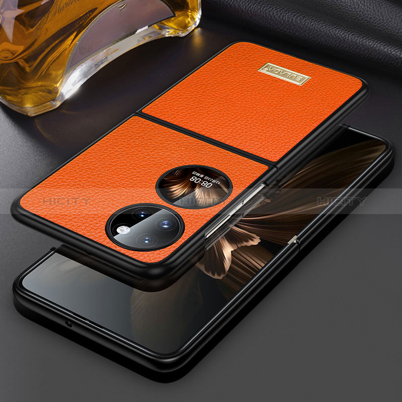 Funda Bumper Lujo Cuero y Plastico Mate Carcasa LD1 para Huawei P50 Pocket