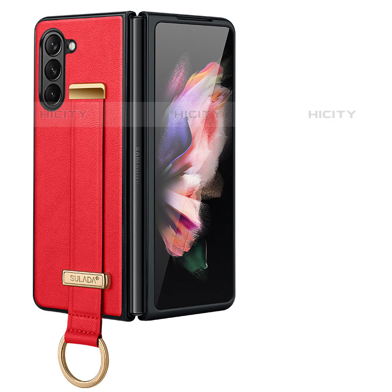 Funda Bumper Lujo Cuero y Plastico Mate Carcasa LD1 para Samsung Galaxy Z Fold5 5G Rojo