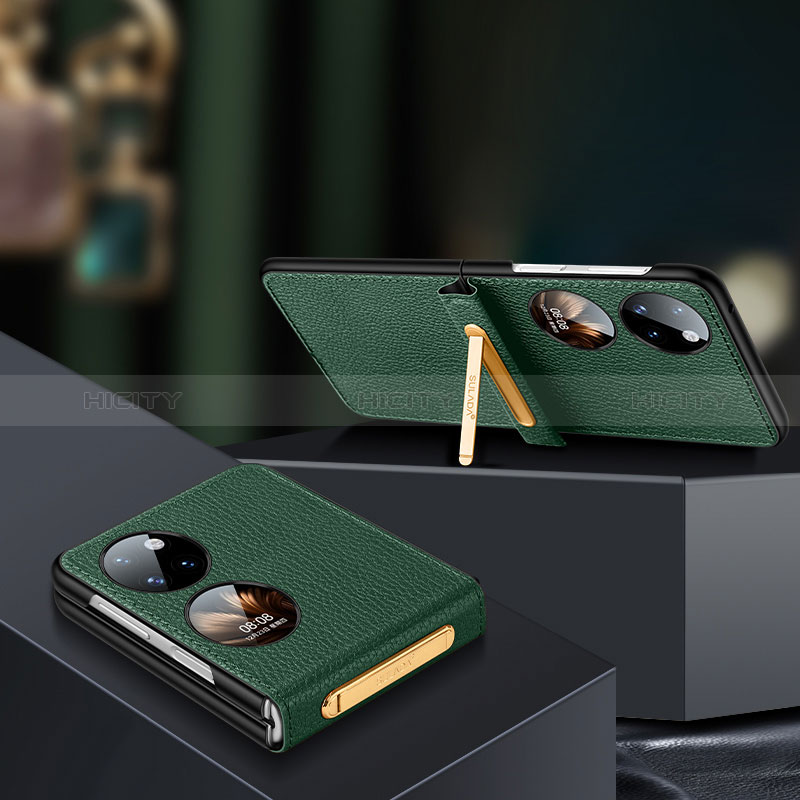 Funda Bumper Lujo Cuero y Plastico Mate Carcasa LD2 para Huawei P60 Pocket