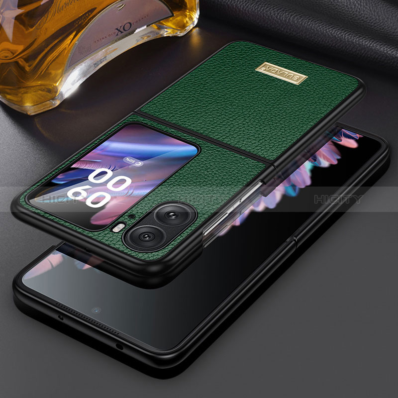 Funda Bumper Lujo Cuero y Plastico Mate Carcasa LD2 para Oppo Find N2 Flip 5G