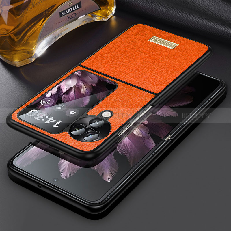 Funda Bumper Lujo Cuero y Plastico Mate Carcasa LD2 para Oppo Find N3 Flip 5G