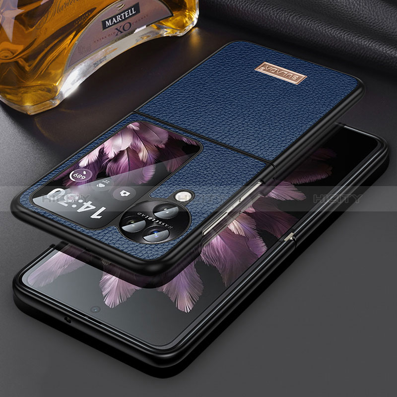 Funda Bumper Lujo Cuero y Plastico Mate Carcasa LD2 para Oppo Find N3 Flip 5G