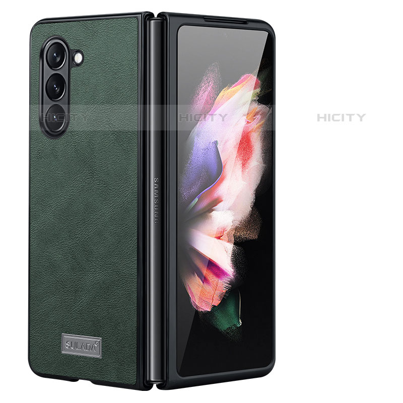 Funda Bumper Lujo Cuero y Plastico Mate Carcasa LD2 para Samsung Galaxy Z Fold5 5G Verde