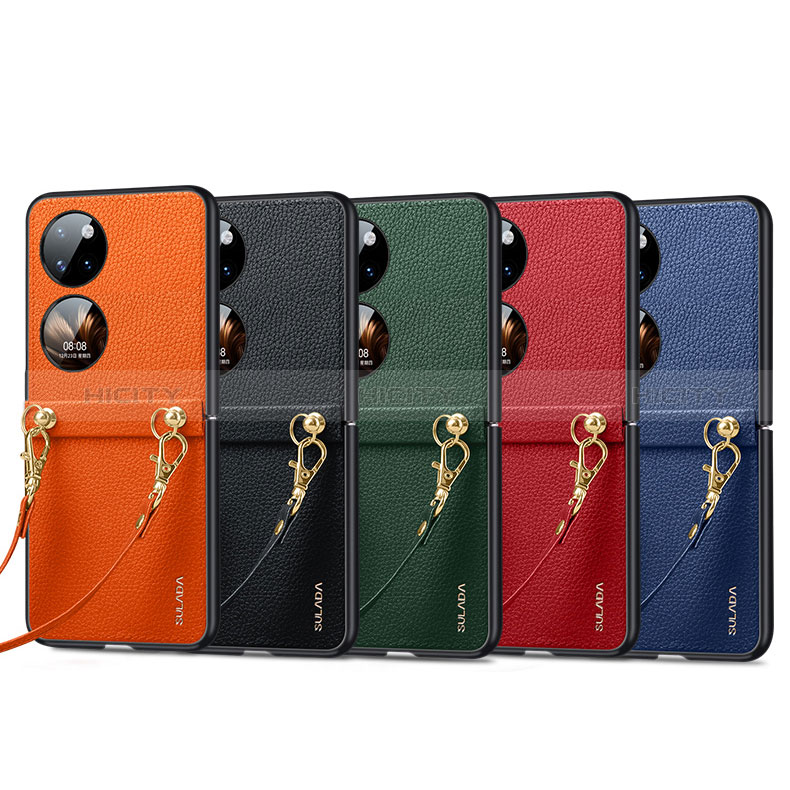 Funda Bumper Lujo Cuero y Plastico Mate Carcasa LD5 para Huawei P50 Pocket