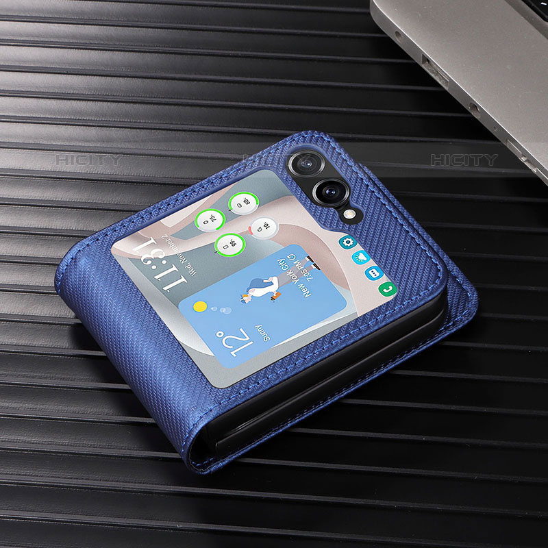 Funda Bumper Lujo Cuero y Plastico Mate Carcasa LZ1 para Samsung Galaxy Z Flip5 5G