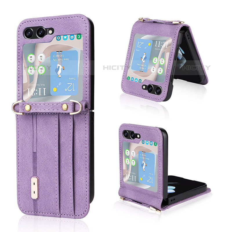 Funda Bumper Lujo Cuero y Plastico Mate Carcasa LZ2 para Samsung Galaxy Z Flip5 5G