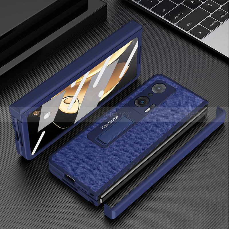 Funda Bumper Lujo Cuero y Plastico Mate Carcasa para Huawei Honor Magic V 5G Azul