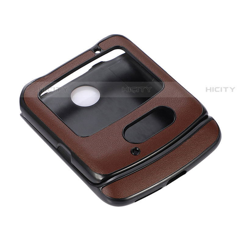 Funda Bumper Lujo Cuero y Plastico Mate Carcasa para Motorola Moto RAZR (2022) 5G Marron