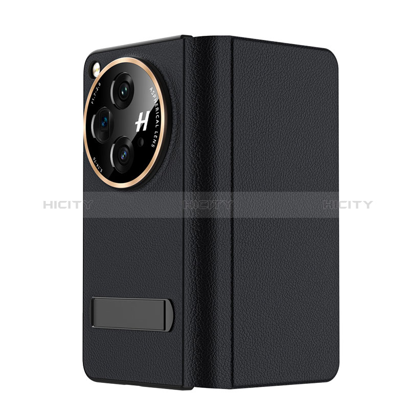 Funda Bumper Lujo Cuero y Plastico Mate Carcasa para Oppo Find N3 5G Negro