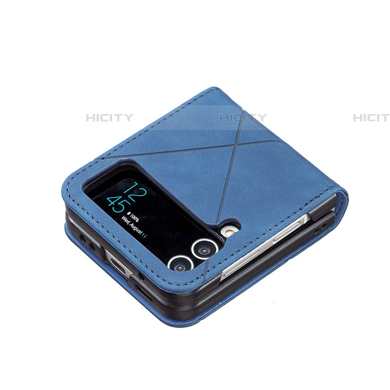 Funda Bumper Lujo Cuero y Plastico Mate Carcasa para Samsung Galaxy Z Flip4 5G