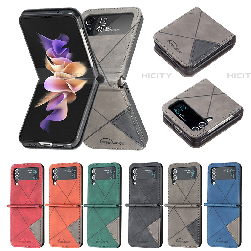 Funda Bumper Lujo Cuero y Plastico Mate Carcasa para Samsung Galaxy Z Flip4 5G