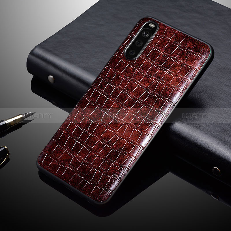 Funda Bumper Lujo Cuero y Plastico Mate Carcasa para Sony Xperia 10 V Marron