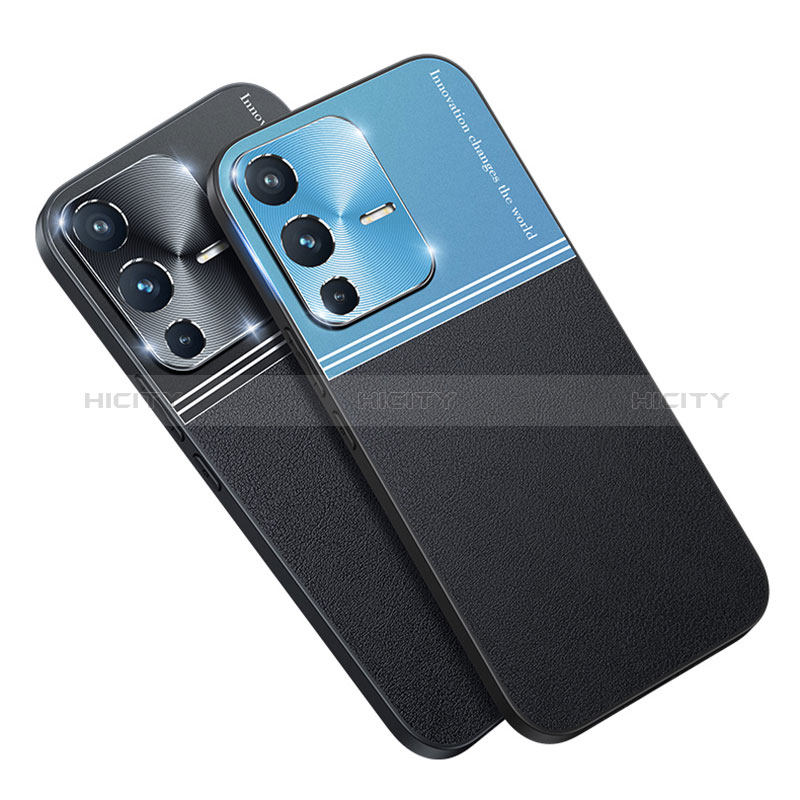 Funda Bumper Lujo Cuero y Plastico Mate Carcasa QC1 para Vivo V23 5G