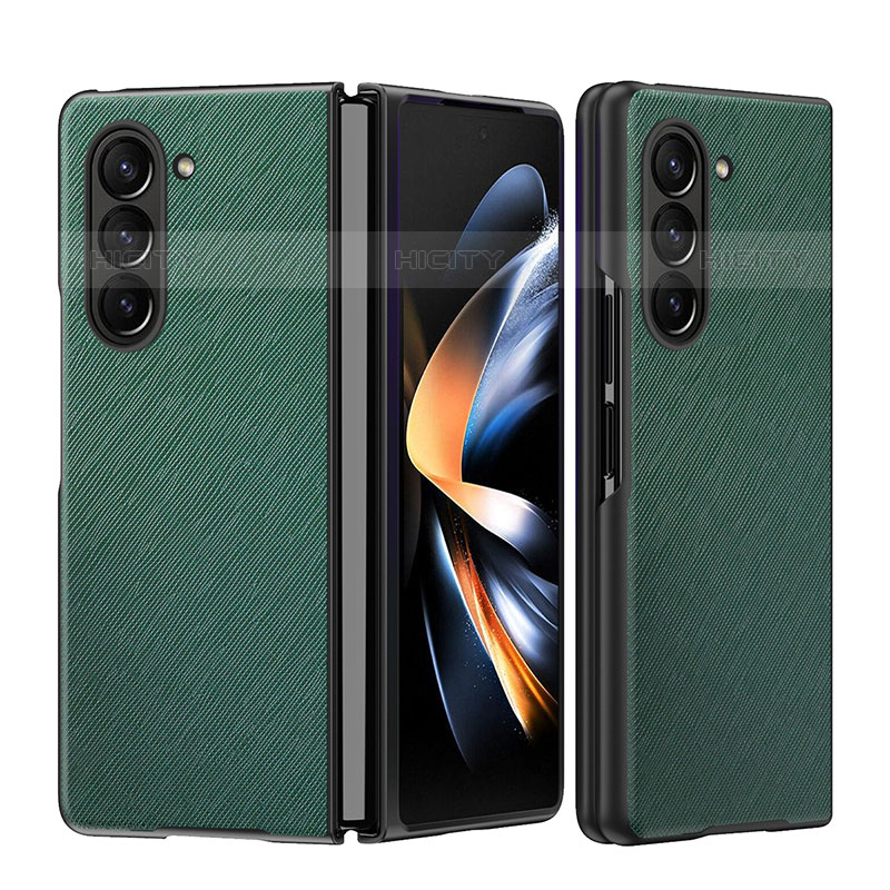 Funda Bumper Lujo Cuero y Plastico Mate Carcasa QH3 para Samsung Galaxy Z Fold5 5G Verde