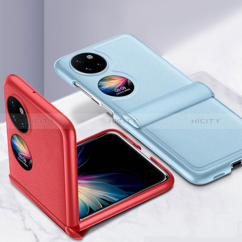 Funda Bumper Lujo Cuero y Plastico Mate Carcasa QK2 para Huawei P50 Pocket