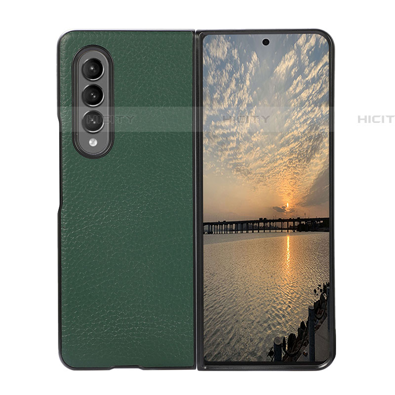 Funda Bumper Lujo Cuero y Plastico Mate Carcasa R05 para Samsung Galaxy Z Fold4 5G Verde