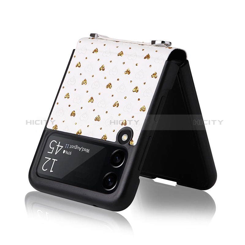 Funda Bumper Lujo Cuero y Plastico Mate Carcasa R07 para Samsung Galaxy Z Flip3 5G