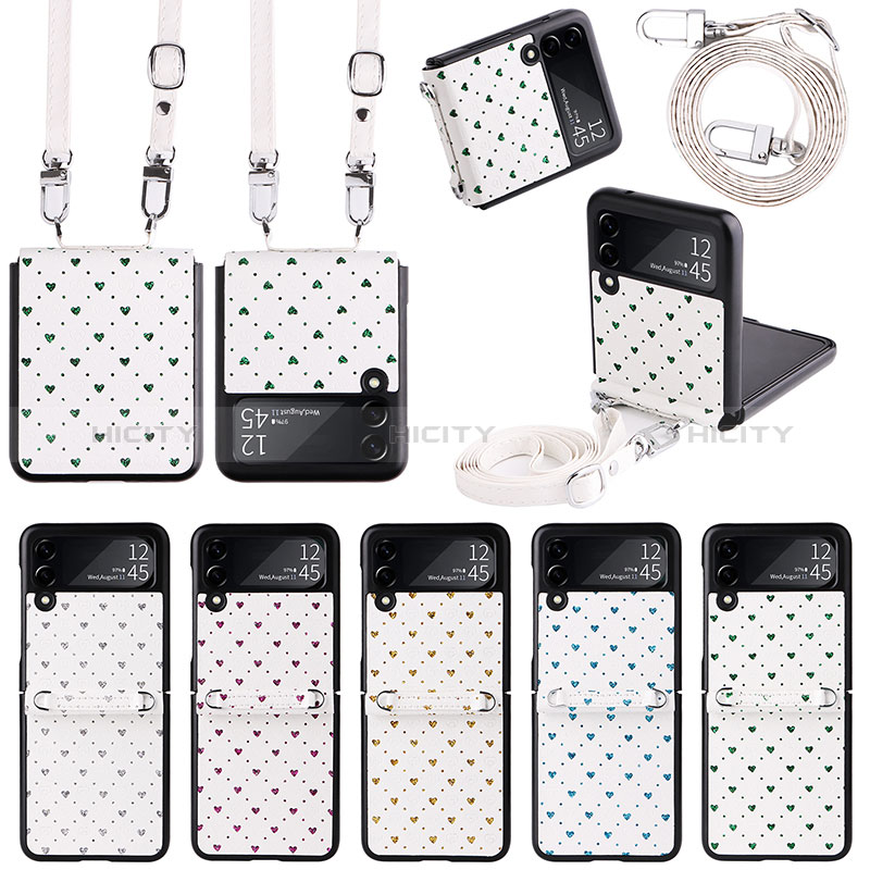 Funda Bumper Lujo Cuero y Plastico Mate Carcasa R07 para Samsung Galaxy Z Flip3 5G