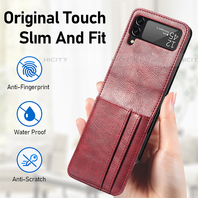 Funda Bumper Lujo Cuero y Plastico Mate Carcasa R09 para Samsung Galaxy Z Flip4 5G