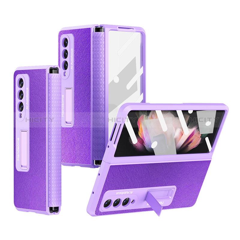 Funda Bumper Lujo Cuero y Plastico Mate Carcasa R09 para Samsung Galaxy Z Fold3 5G