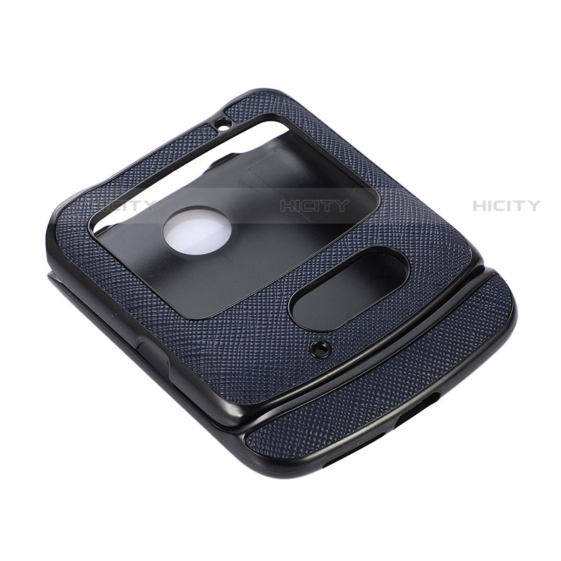 Funda Bumper Lujo Cuero y Plastico Mate Carcasa S01 para Motorola Moto RAZR (2022) 5G Azul