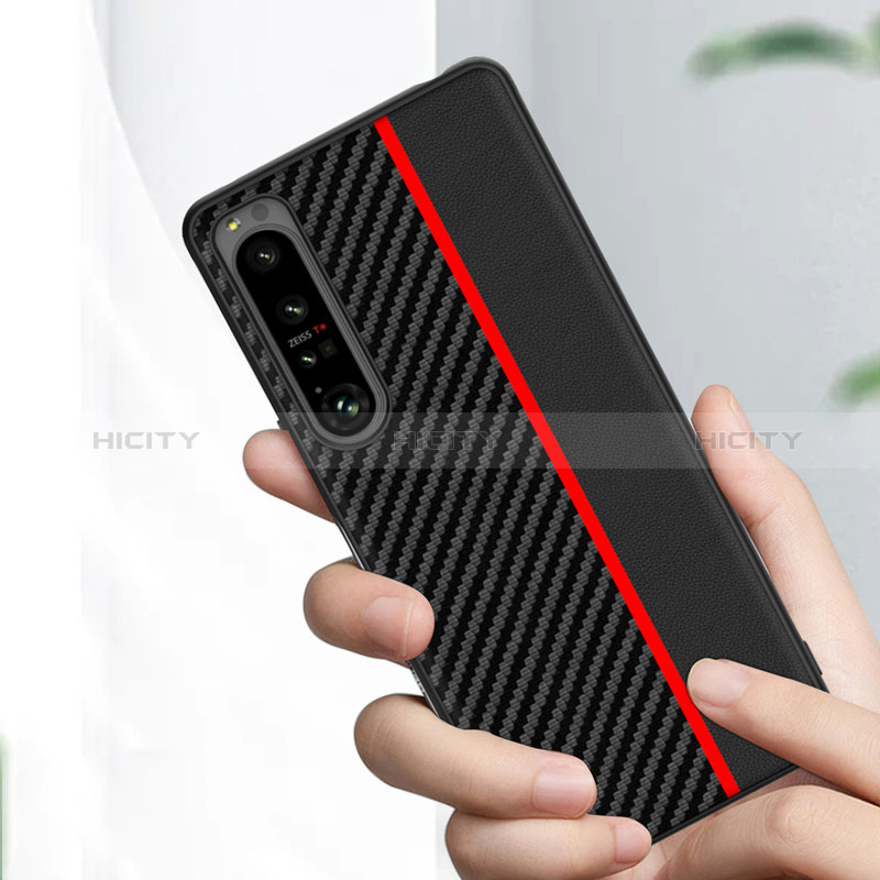 Funda Bumper Lujo Cuero y Plastico Mate Carcasa S01 para Sony Xperia 1 IV