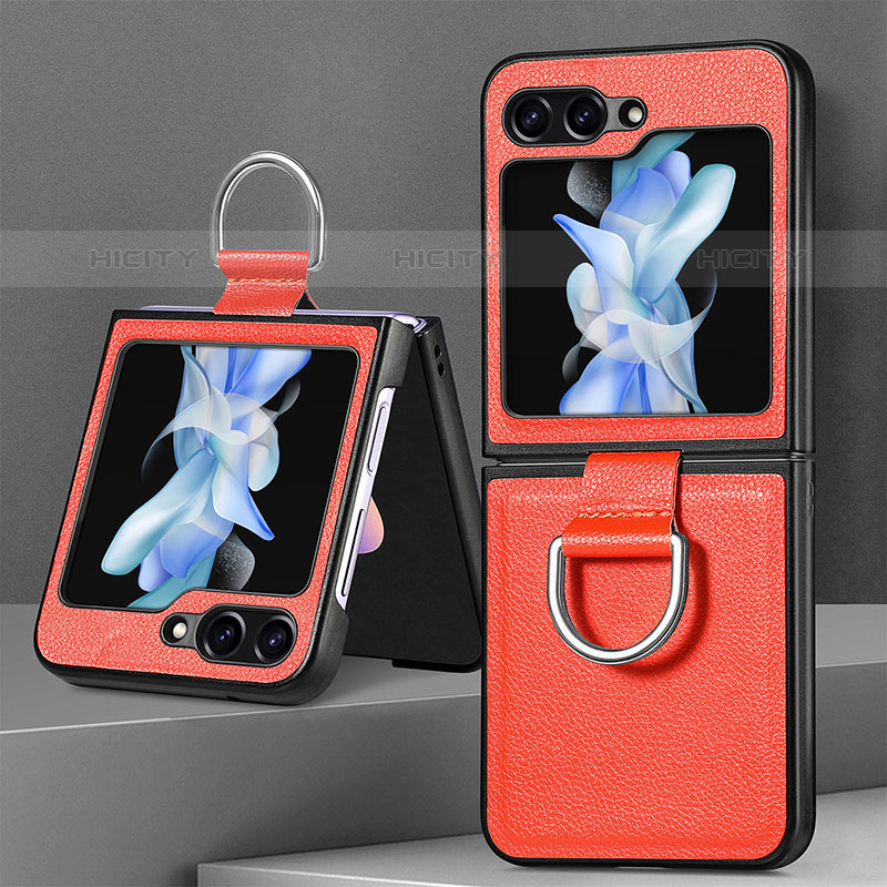 Funda Bumper Lujo Cuero y Plastico Mate Carcasa S01D para Samsung Galaxy Z Flip5 5G