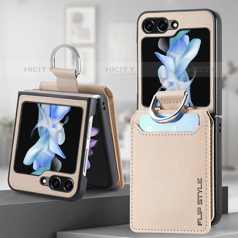 Funda Bumper Lujo Cuero y Plastico Mate Carcasa S02D para Samsung Galaxy Z Flip5 5G