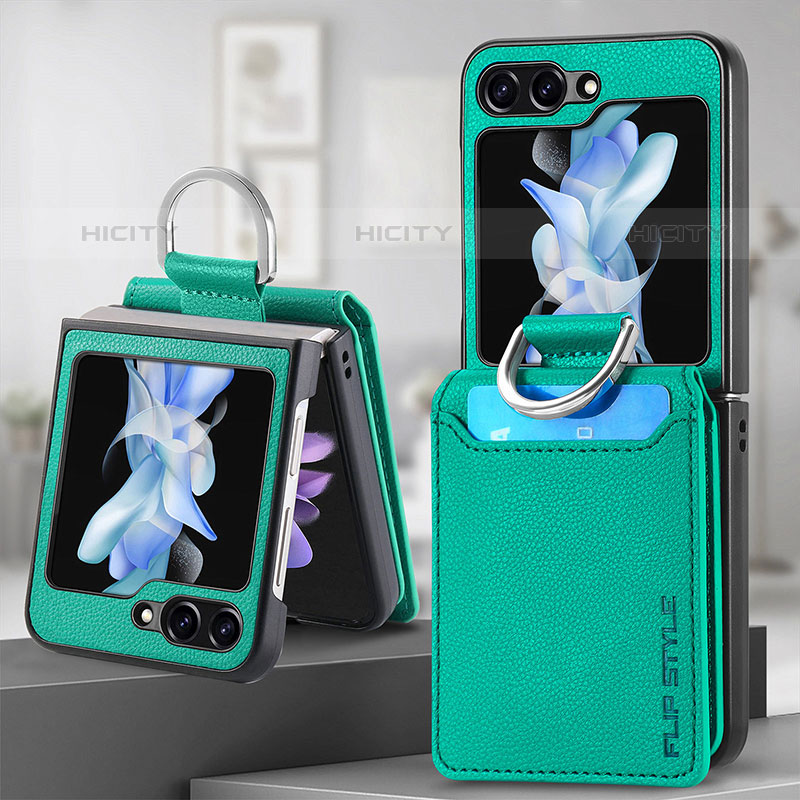 Funda Bumper Lujo Cuero y Plastico Mate Carcasa S02D para Samsung Galaxy Z Flip5 5G